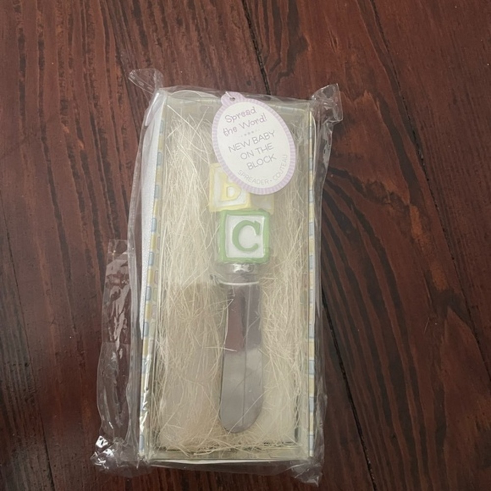 Alphabet Baby Shower Gift Spreader - Green Purple Yellow Silver